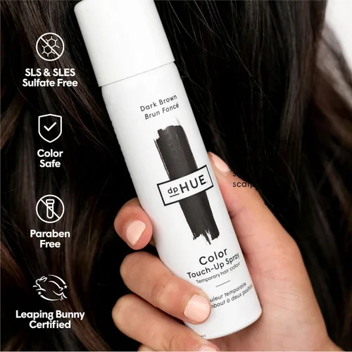 Vista 3 de dpHUE Spray de retoque de color, negro, 1.8 onzas líquidas, color temporal de cabello para rellenar y cubrir las canas, fórmula de secado rápido