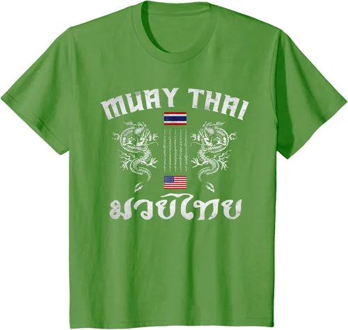 Vista 56 de Camiseta de equipo de entrenamiento de boxeo Muay Thai con bandera estadounidense de Tailandia, Negro, S