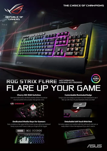 Vista 8 de ASUS ROG Strix Flare Call of Duty Black Ops 4 Edition Mechanical Gaming Keyboard Certified Refurbished
