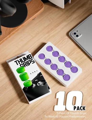 Vista 6 de ELETIUO Juego de 5 pares10 empuñaduras para el pulgar para Xbox Series XS, Xbox One, controlador de Xbox One XS, tapa de silicona antideslizante