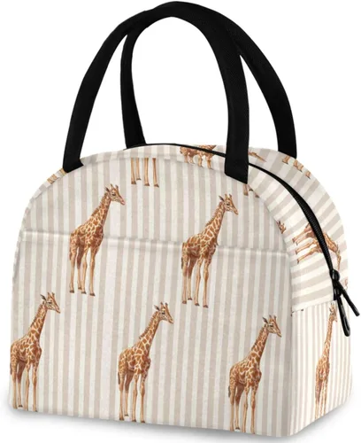 Vista 9 de Bolsa de almuerzo reutilizable con diseño de panal de abeja vintage, con bolsillo frontal, cierre de cremallera, bolsa térmica térmica