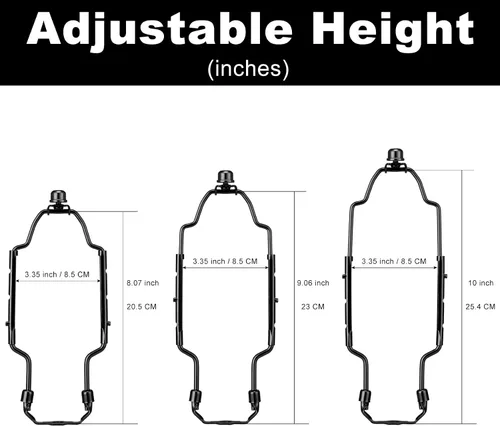 Vista 2 de Kit de soporte de arpa ajustable de 8, 9 y 10 pulgadas, para lámparas de mesa y de pie, soporte de pantalla de lámpara resistente con silla estándar