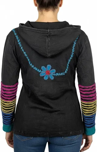 Vista 29 de Agan Traders Chaquetas bohemias con cremallera para mujer, con parches de teñido anudado, sudaderas ligeras con capucha para mujer 2025