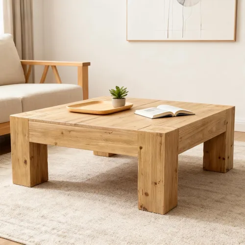 Vista 13 de SSLine Mesa de Centro de Madera Maciza de 47.6 Pulgadas Mesa de Centro Rectangular para Sala de Estar, Mesas de Centro de Cóctel Estilo Granja