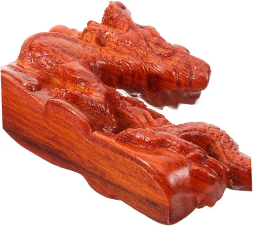 Vista 3 de BESTOYARD Estatua de dragón chino Fengshui, figura de dragón de madera de 4.7 in, figura de animal del zodiaco 2024 Año del Dragón, decoración