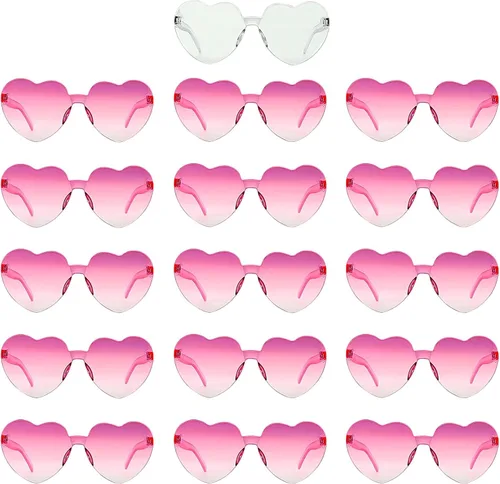 Vista 9 de KIDZVEFUN Regalos de despedida de soltera, lentes de sol de corazón, 9 unidades en forma de corazón, sin marco, transparentes, lindos y divertidos