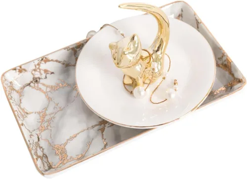 Vista 5 de SHERCHPRY 3pcs Ceramic Bandejas Decorativas Trinket Tray Jewelry Tray Desk Tray Garnish Tray Trim Tray Decorative Tray Decor Tray Ring Tray Jewlery