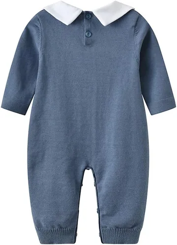 Vista 2 de Mameluco de punto con cuello de Peter Pan para bebé, ropa de una sola pieza, overol de ropa de bebé
