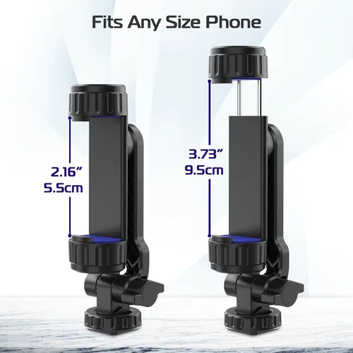 Vista 5 de Kaitezenz Soporte de trípode para teléfono celular, soporte universal para teléfono con 2 zapatos fríos, gira 360° inclina 180° para cámara, zapata