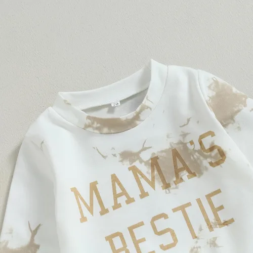 Vista 2 de Gueuusu Ropa de manga larga para bebé niño y niña, sudadera de manga larga para tías Little Bestie, pantalones deportivos, 2 piezas, traje de otoño