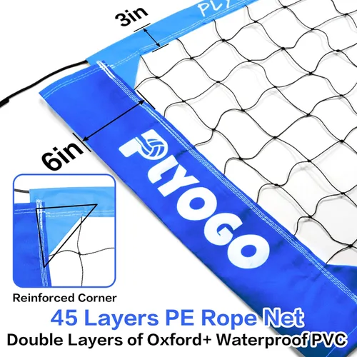 Vista 4 de Red de voleibol para patio trasero, juego de red de voleibol profesional portátil al aire libre resistente con postes de aluminio ajustables, diseño