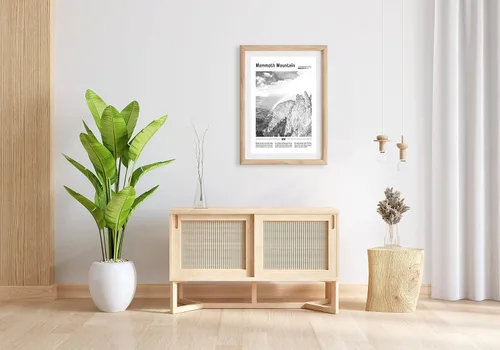 Vista 2 de Impresión de montaña de mamut en blanco y negro, póster de montaña de mamut, arte de pared de montaña de mamut, póster de viaje, obra de arte