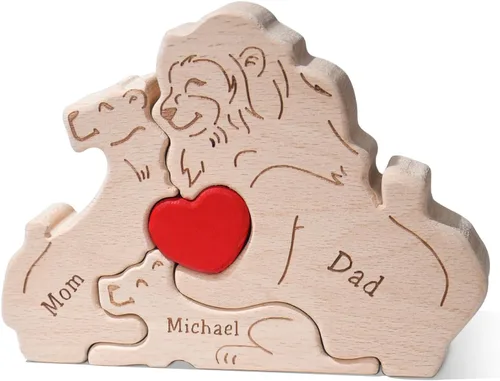 Vista 16 de Rompecabezas de madera personalizado con nombres familiares de 2 a 8, rompecabezas de madera de gato, rompecabezas de madera personalizable