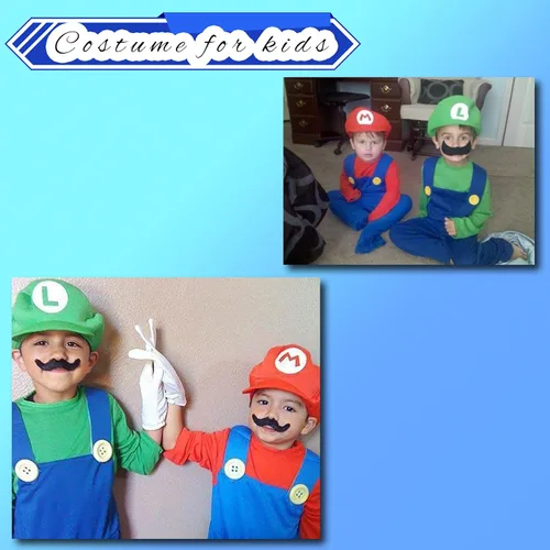 Vista 4 de TIDAXU Super Bros Mario & Luigi - Sombrero unisex para Halloween, cosplay, disfraz para fiestas, adultos y niños