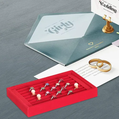 Vista 5 de Caja de joyería organizadora para mujeres y niñas, caja completa, aretes, bandeja de joyería, anillo de terciopelo, caja de joyería, caja