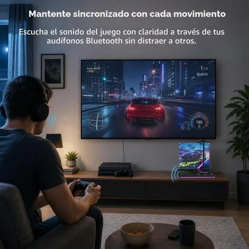 Vista 7 de 1Mii Transmisor Bluetooth B3+ para TV a 2 auriculares inalámbricos