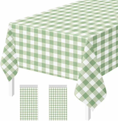 Vista 19 de Paquete de 2 Manteles de Plástico Beige Desechables Cubiertas de Mesa Mantel Rectangular Beige para Fiesta Baby Shower Boda Cumpleaños Mantel