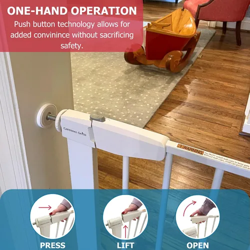 Vista 4 de Cardinal Gates XTPPG - Puerta para bebé extra alta montada a presión, puerta ajustable para perros, puerta de seguridad de acero de 36 pulgadas