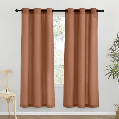 Vista 52 de NICETOWN - Cortinas de lino angora para ventana de cocina sobre el fregadero, con ojales, lino grueso angora, tratamientos cortos para ventanas