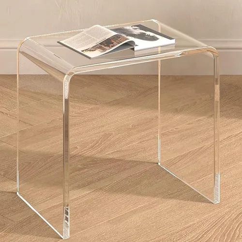 Vista 6 de Mesa auxiliar acrílica, mesa auxiliar de acrílico, mesa de centro transparente/mesita de noche para sala de estar, balcón, dormitorio, espacio