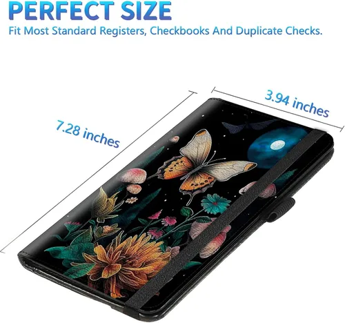 Vista 17 de Funda para chequera para hombres y mujeres, cartera de cuero RFID con ranuras para tarjetas de crédito, soporte de cheques duplicados personales