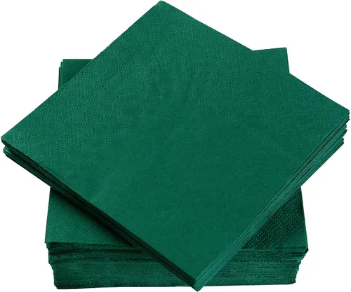 Vista 3 de 100 paquetes de servilletas de cóctel de 2 capas, servilletas de postre plegadas de 5 x 5 pulgadas, servilletas desechables para cena, boda, Verde