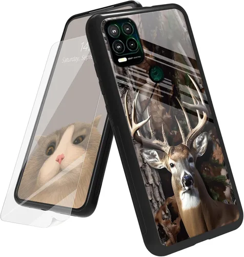 Vista 8 de Funda para Motorola Moto G Play 4G 2024 con protector de pantalla, parte trasera de vidrio templado + funda de silicona suave TPU absorción