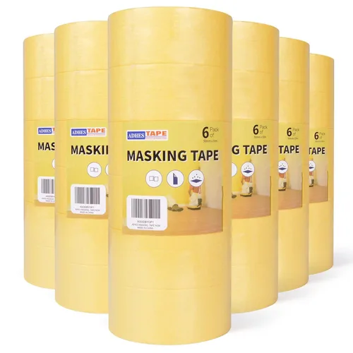 Vista 9 de ADHES - Cinta adhesiva amarilla para pintores, 0.7 pulgadas x 55 yardas x 6 rollos, cinta segura para pared sin residuos para pintura de pared