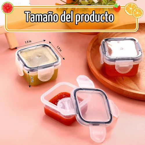 Vista 2 de Mimorou 20 recipientes de aderezo para ensaladas, recipientes pequeños de plástico reutilizables de 2 onzas con tapa, almacenamiento de alimentos a