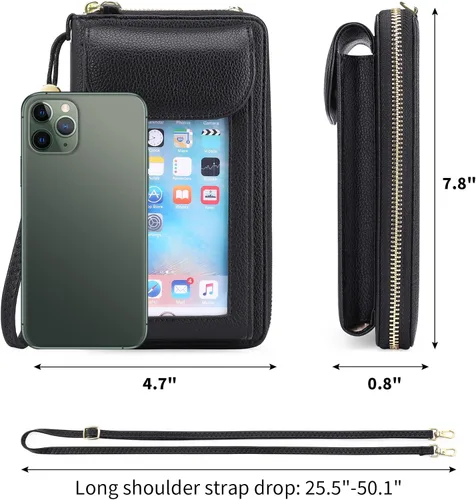 Vista 3 de FALAN MULE Bolso cruzado pequeño para teléfono celular para mujer, cartera de piel sintética