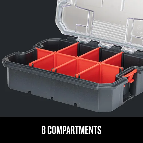Vista 6 de CRAFTSMAN VERSASTACK Organizador de almacenamiento, organizador de piezas pequeñas, 8 compartimentos, tapa incluye pestillo seguro (CMST17827)