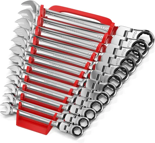 Vista 8 de Olsa Tools Juego de llaves de trinquete de cabeza flexible de 120 dientes 12 piezas - métrico
