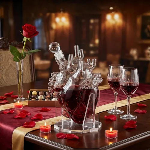 Vista 2 de Heart Decanter - Juego de decantador de whisky y vino, aireador de órganos, con texto en inglés «That Someone You Love», regalo para médicos