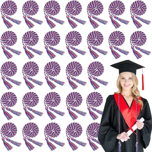 Vista 14 de Geosar 48 cordones de graduación, cordones de honor con borla para soltero, maestro, doctor y ceremonias de graduación (negro)