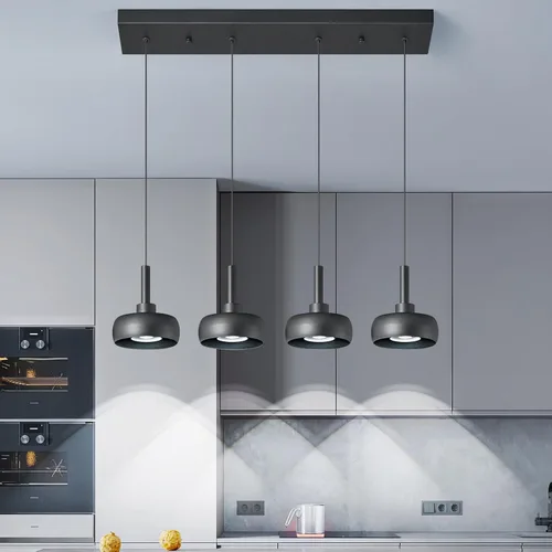 Vista 9 de Modernas lámparas colgantes negras para isla de cocina, mini cúpula, lámpara colgante para dormitorio, sala de estar, comedor, bar (3 luces)