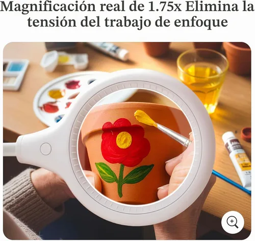 Vista 4 de Brightech LightView Pro Flex 2 en 1: Lupa LED de 5 dioptrías. Lupa iluminada con soporte y abrazadera, para escritorio, costura, mesa, luz brillante