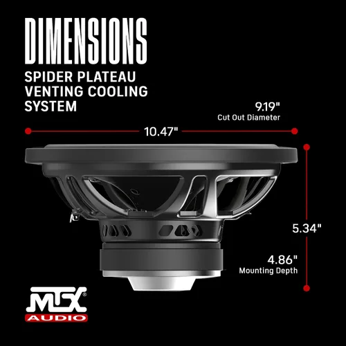 Vista 3 de MTX TN10-04 Subwoofer individual 4-OHM de 10 pulgadas 150 vatios RMS negro