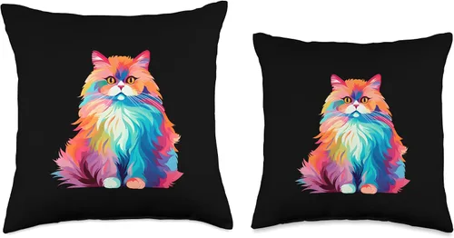 Vista 3 de Colorida almohada de gato persa de arte pop