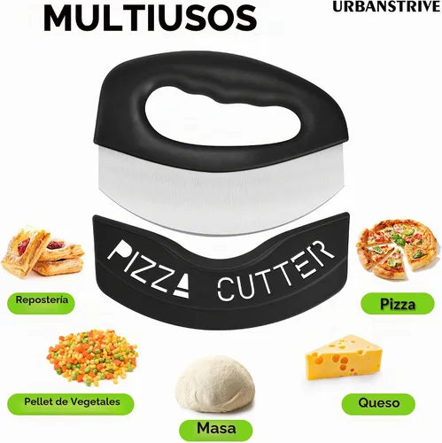 Vista 4 de Urbanstrive Cortador de Pizza de Acero Inoxidable para Trabajo Pesado con Tapa, Cuchillo de Pizza de Hoja Súper Afilada Cortador de Pizza Balancín