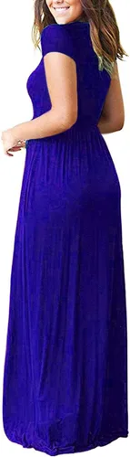 Vista 4 de Auselily - Vestidos de mujer, largos, manga corta, holgados, de estilo sencillo e informal