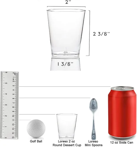 Vista 5 de Mini tazas de postre de 2 onzas, 96 unidades, vasos redondos de plástico transparente para fiestas, cuencos de postre pequeños de plástico, tazas