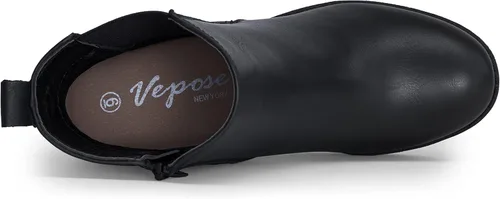 Vista 8 de Vepose Botines de moda para mujer, tacón bajo grueso, plataforma Chelsea para mujer