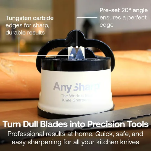 Vista 2 de AnySharp – PRO – Afilador de cuchillos manos libres - Herramienta de afilado fácil de usar con base de succión PowerGrip y ángulo preestablecido