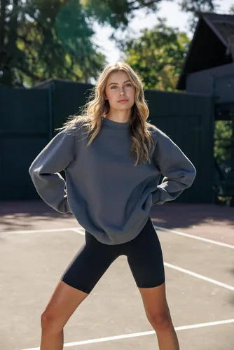 Vista 61 de Cali1850 Sudadera Cloud Nine Fleece Crew para mujer, ajuste relajado, cuello acanalado, puños y dobladillo