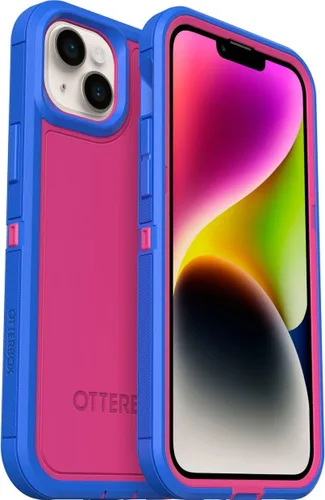 Vista 4 de OtterBox Funda para iPhone 14 Plus Defender Series XT - Blooming Lotus (rosa), sin pantalla, resistente, se ajusta a MagSafe, accesorio de cordón