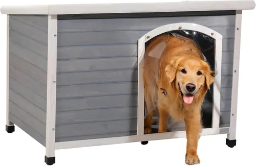 Vista 11 de Petsfit - casetas cuchas de madera para perros pequeños, medianos y perros grandes, resistente a la intemperie para perros, con patas elevadas.