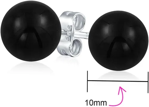 Vista 4 de Aretes grandes de plata de ley 925 con piedras preciosas naturales de 0.394 pulgadas para mujeres y adolescentes, variedad de piedras de nacimiento