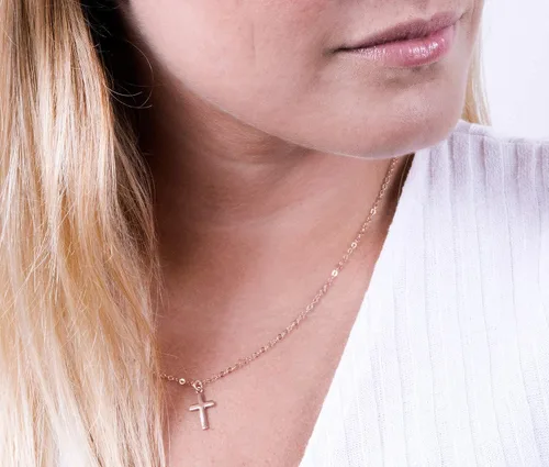 Vista 20 de Collar de cruz de oro para mujer, collares con colgante de cruz minimalista, longitud de 16 a 18 pulgadas, joyería cristiana hecha a mano, regalo