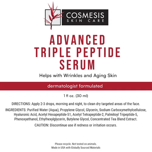 Vista 6 de Suero avanzado de triple péptido - Reduce las arrugas, apoya la renovación del colágeno, defiende contra el envejecimiento 1 oz Cosmesis