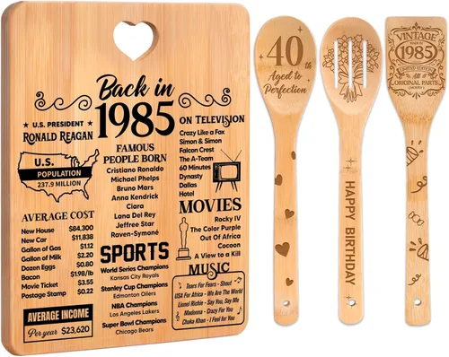 Vista 39 de Regalos de cumpleaños número 30 para mujeres – Regalos de cumpleaños número 30 para hombres, tabla de cortar, hecha de bambú grabada "Year 1995 News
